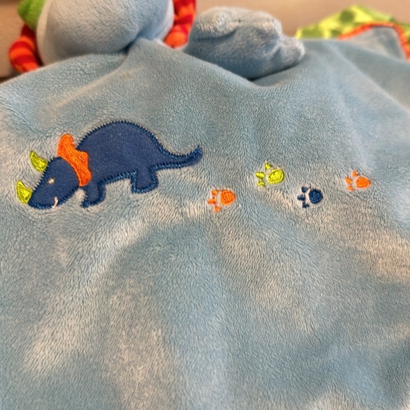 Mary Meyer Baby Dinosaur Blue Security Blanket Lovey 16" Soft Plush Velour Satin - Picture 7 of 8